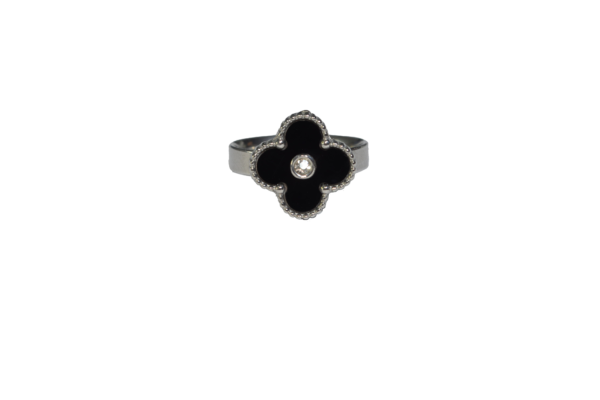 Anillo Flor Negra Acero