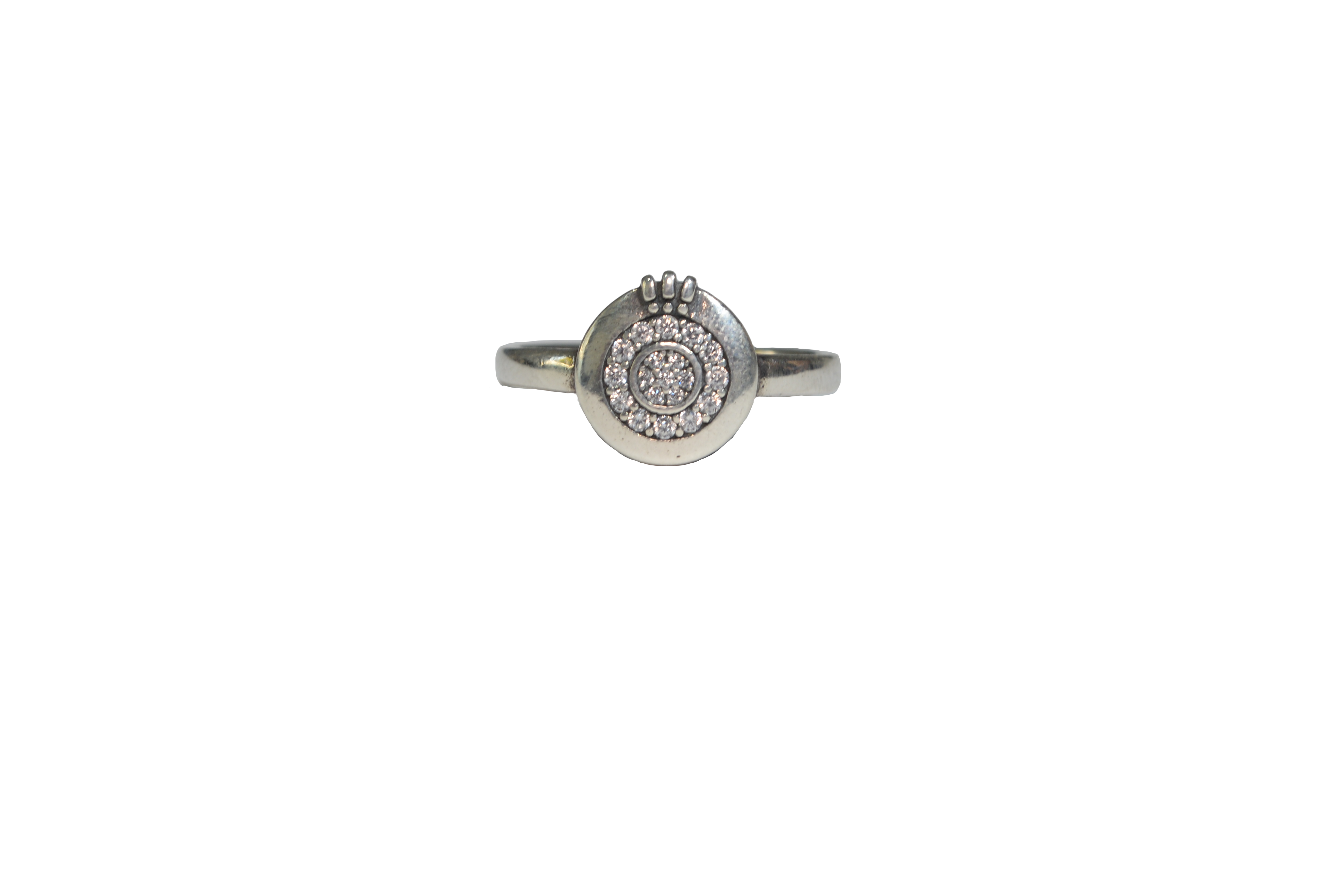 Anillo plata circular con brillos
