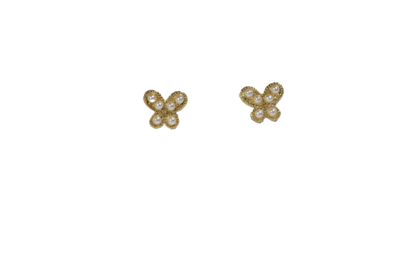 Aretes Dorados Mariposa Chapa